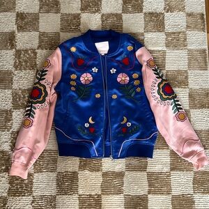 Colorful embroidered bomber jacket